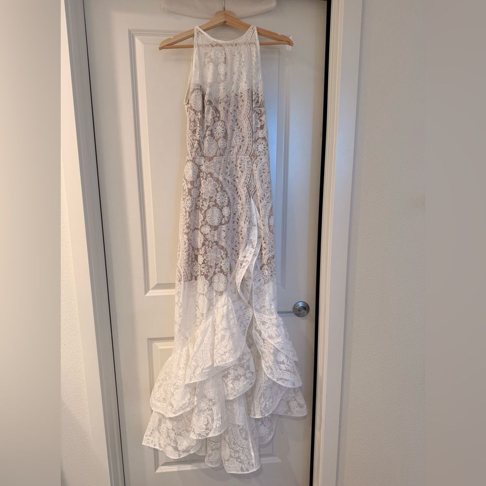 NWOT BRONX ADN BANCO Sicilia Ruffle LACE White wedding bridal dress - Picture 5 of 16
